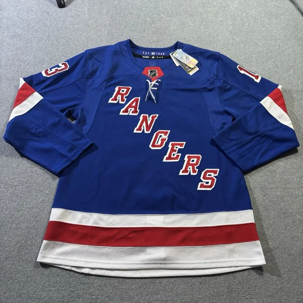 Adidas NY Rangers Alexis Lafreniere 13 Authentic Blue Jersey Men Size 50 NWT
